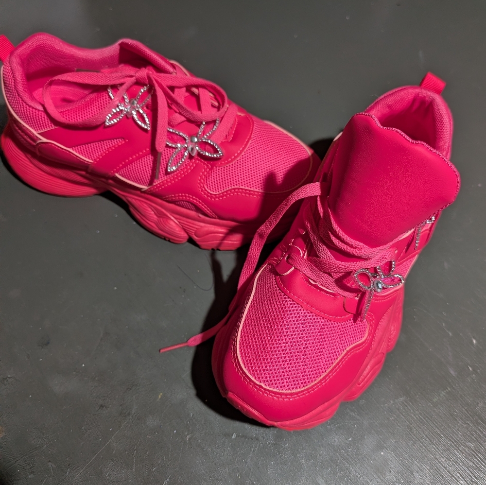 Savage Love Vibrant Pink Sneakers with Butterfly Detail Size 10 (Fits Like 8.5)